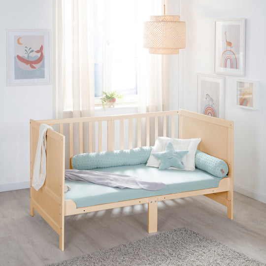 Lit évolutif EASY SLEEP 70x140 - Coins de transformation inclus - Hauteur réglables - Bois naturel