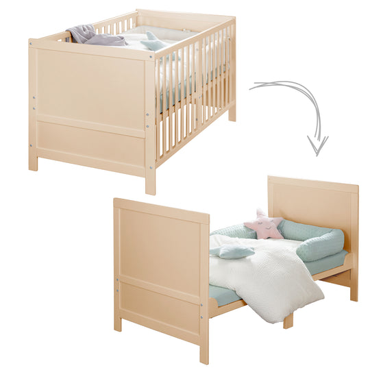 Lit évolutif EASY SLEEP 70x140 - Coins de transformation inclus - Hauteur réglables - Bois naturel