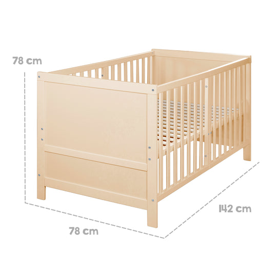 Lit évolutif EASY SLEEP 70x140 - Coins de transformation inclus - Hauteur réglables - Bois naturel