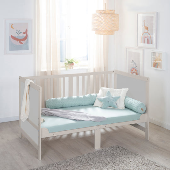 Kombi-Kinderbett EASY SLEEP 70x140 inkl. Umbauecken - Hellgrau