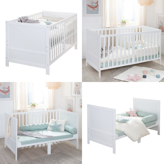 Lit évolutif EASY SLEEP 70x140 - Coins de transformation inclus - Hauteur réglables - Blanc