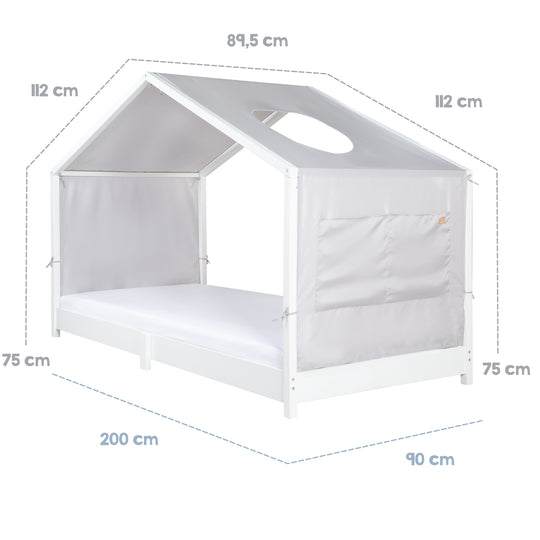 Ciel de lit neutre 90 x 200 cm avec 2 taies - Gris