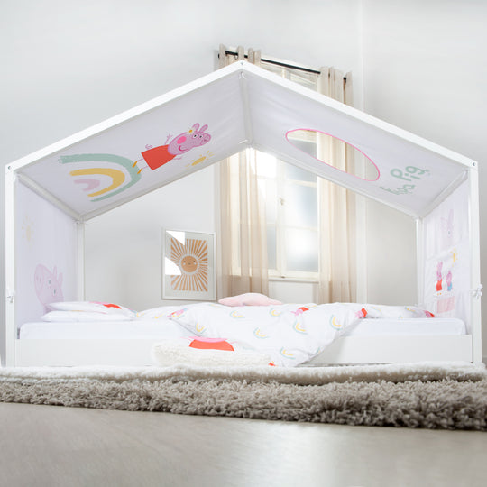 House Bed Cover 90 x 200 cm 'Peppa Pig' - Pink / White
