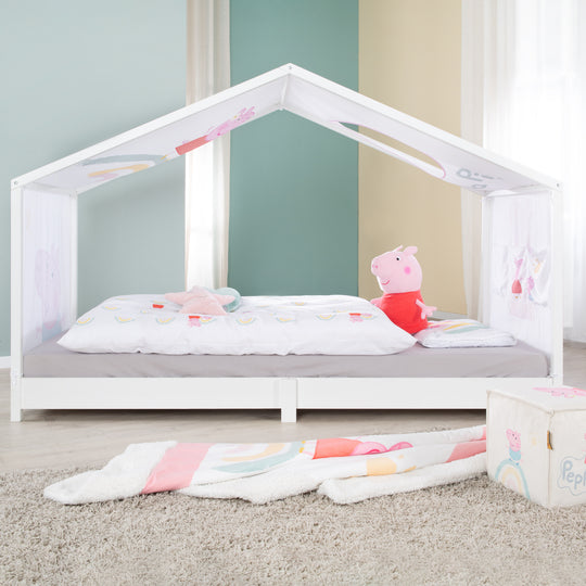 House Bed Cover 90 x 200 cm 'Peppa Pig' - Pink / White