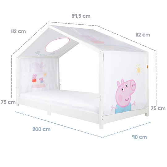 House Bed Cover 90 x 200 cm 'Peppa Pig' - Pink / White