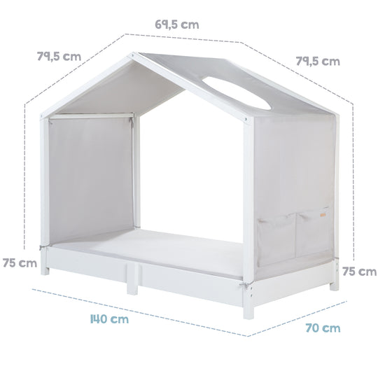Ciel de lit neutre 70 x 140 cm avec 2 sacs - Gris