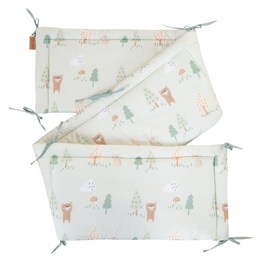 Ensemble de lit 70 x 140 cm 'Woodland Buddies' - Lit convertible pour enfant avec accessoires - Blanc / Vert