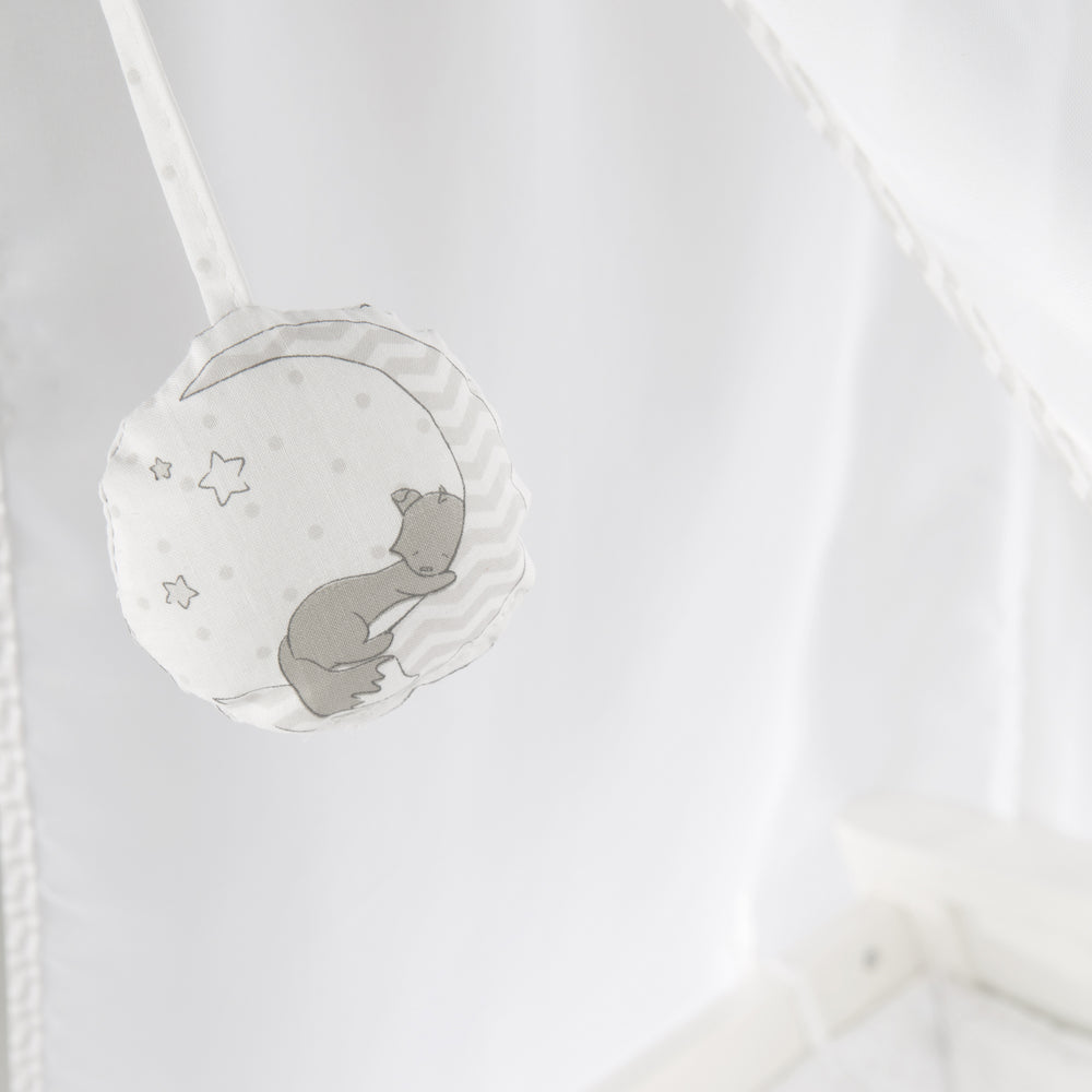 Complete Bed Set 'Fox & Bunny', 70 x 140 cm, Convertible, White, including Bedding, Canopy, Nest & Mattress