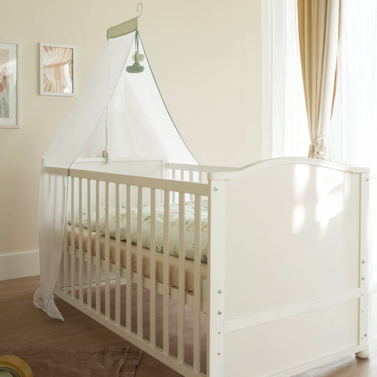 Ensemble de lit 70 x 140 cm 'Woodland Buddies' - Lit convertible pour enfant avec accessoires - Blanc / Vert