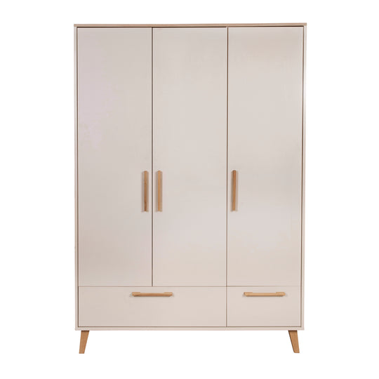 Nursery Set 'Jil' 3 pc - Crib + Baby Dresser + Wardrobe - Cashmere / Chestnut