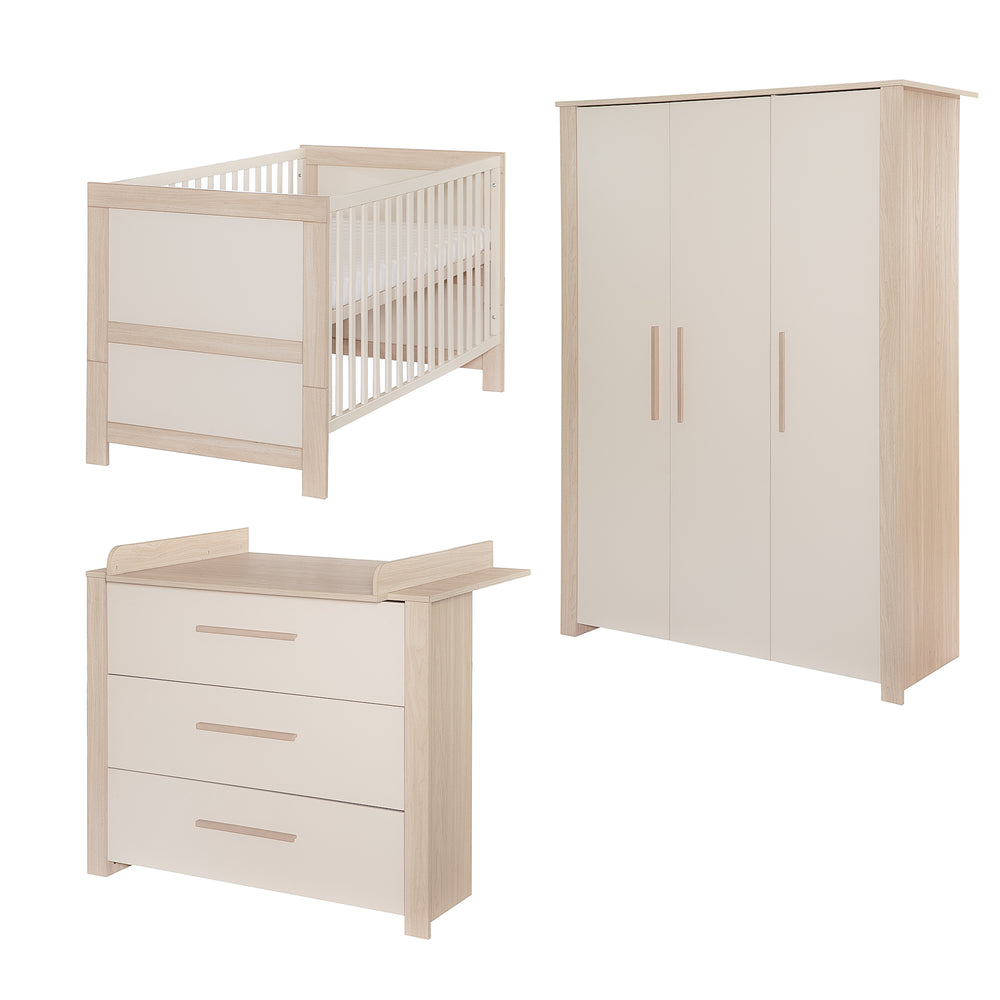 Set per cameretta 3 pezzi 'Momo' - Maniglie in legno massiccio - Cashmere / rovere Tristan