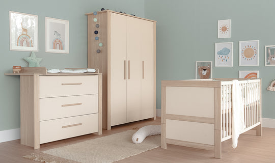 Juego de habitación infantil 3 pz 'Momo' - Tiradores de madera maciza - Cachemira / Roble Tristán