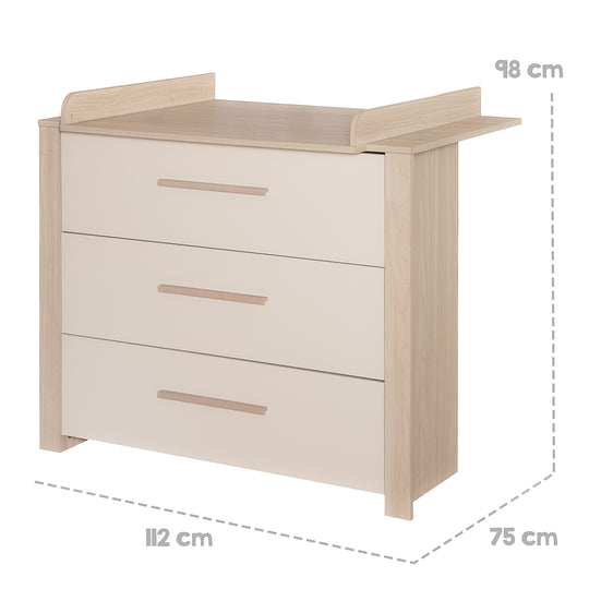 Juego de habitación infantil 3 pz 'Momo' - Tiradores de madera maciza - Cachemira / Roble Tristán