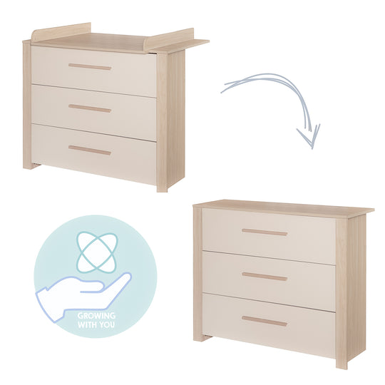 Juego de habitación infantil 3 pz 'Momo' - Tiradores de madera maciza - Cachemira / Roble Tristán