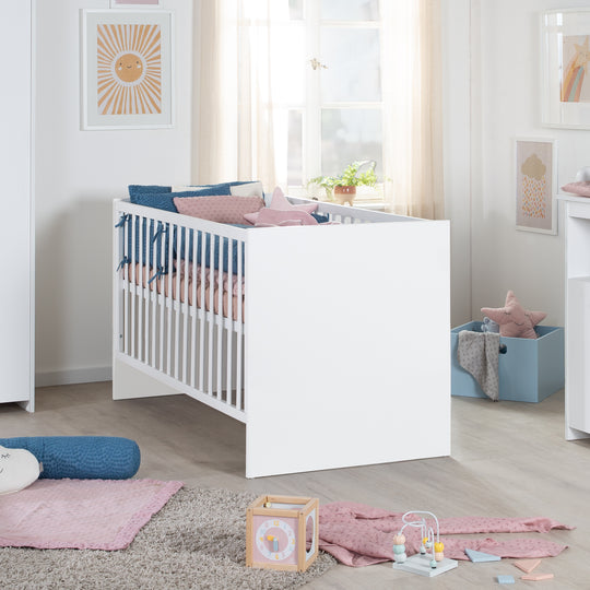 Möbelset 'Lilo' - Kombi-Kinderbett 70x140 cm + Wickelkommode - Weiß