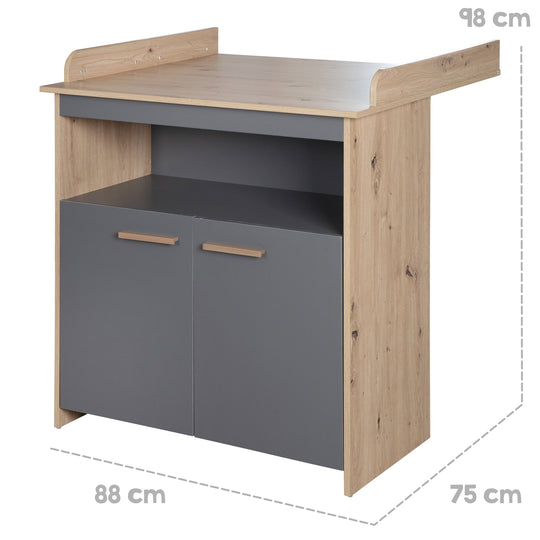 Conjunto de muebles para bebé 'Anna' 2 piezas - Antracita / Decoración Kent Oak