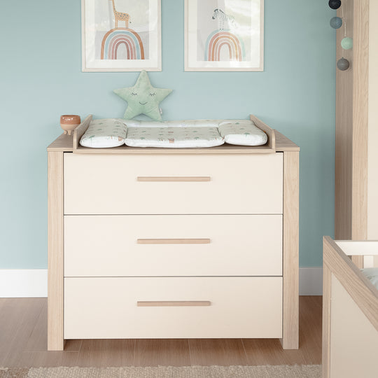 Conjunto de muebles 2 pz 'Momo' - Cuna 70x140 + Cambiador - Cashmere / Roble Tristan