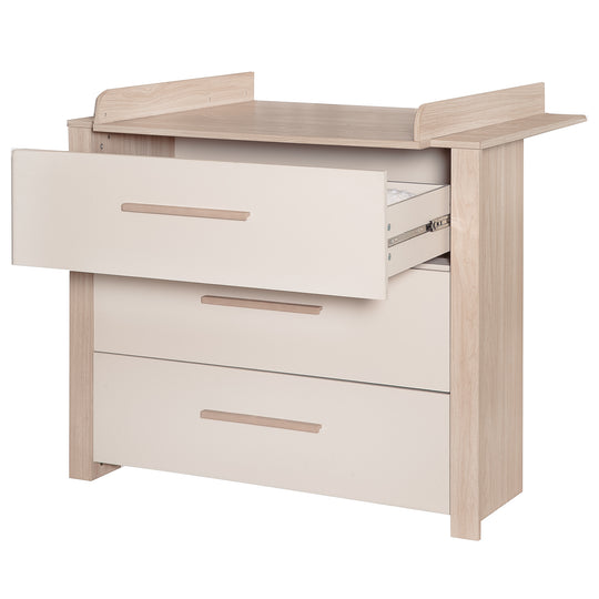 Conjunto de muebles 2 pz 'Momo' - Cuna 70x140 + Cambiador - Cashmere / Roble Tristan