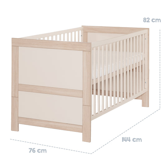 Conjunto de muebles 2 pz 'Momo' - Cuna 70x140 + Cambiador - Cashmere / Roble Tristan