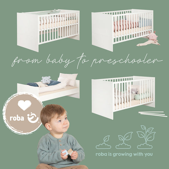 Conjunto de muebles 2 pz 'Momo' - Cuna 70x140 + Cambiador - Cashmere / Roble Tristan