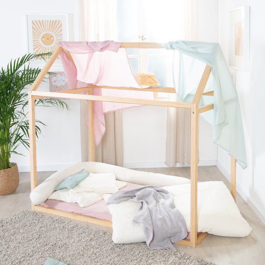 Lit de maison 70 x 140 cm - Lit Montessori en bois de bambou - Certifié FSC