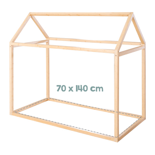 Lit de maison 70 x 140 cm - Lit Montessori en bois de bambou - Certifié FSC