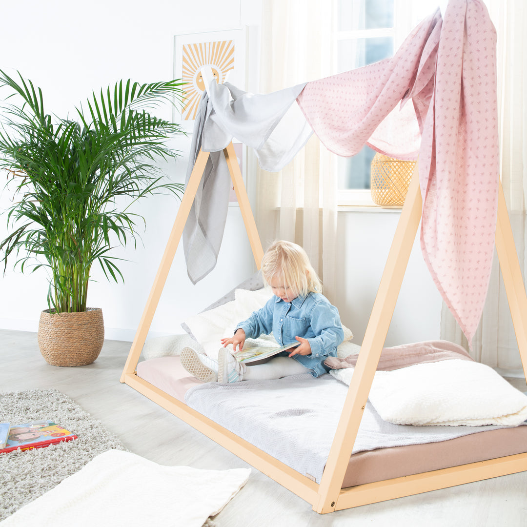 Cama tipi 70 x 140 cm - Cama Montessori de madera de bambú - Certificada FSC