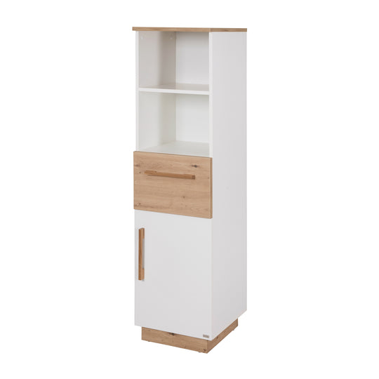 Standing Shelf 'Lion' with Door & Drawer - Artisan Oak / White