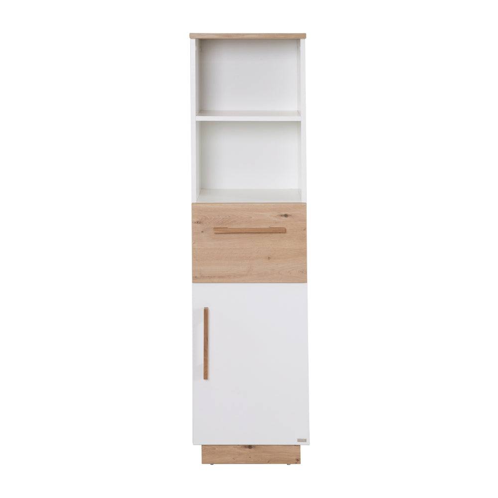 Standing Shelf 'Lion' with Door & Drawer - Artisan Oak / White