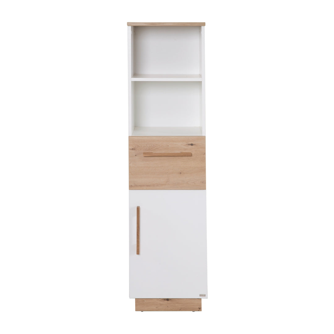 Standing Shelf 'Lion' with Door & Drawer - Artisan Oak / White
