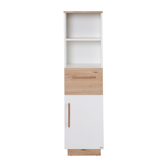 Standing Shelf 'Lion' with Door & Drawer - Artisan Oak / White