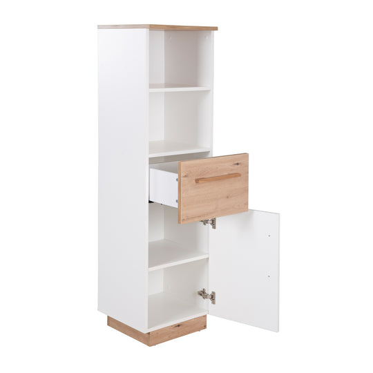 Standing Shelf 'Lion' with Door & Drawer - Artisan Oak / White