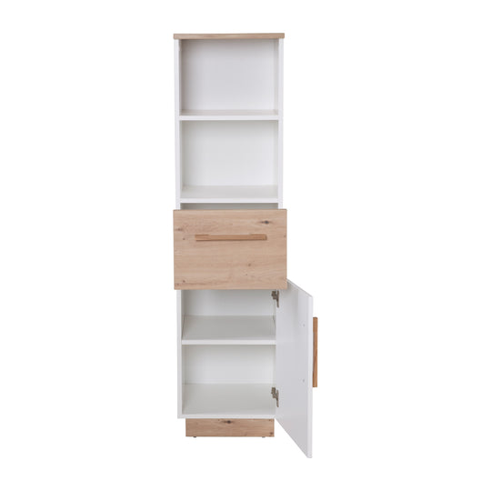 Standing Shelf 'Lion' with Door & Drawer - Artisan Oak / White