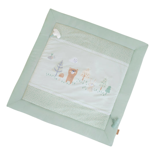 Krabbel- & Spieldecke 'Woodland Buddies' 100 x 100 cm aus Baumwolle - Pastellgrün