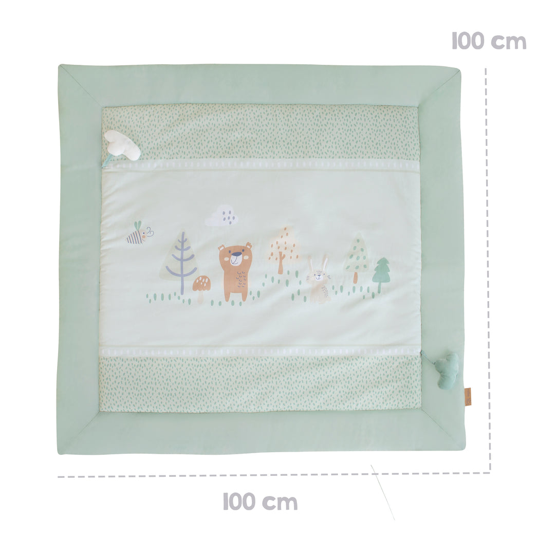 Krabbel- & Spieldecke 'Woodland Buddies' 100 x 100 cm aus Baumwolle - Pastellgrün