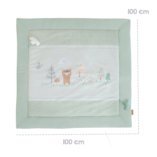 Krabbel- & Spieldecke 'Woodland Buddies' 100 x 100 cm aus Baumwolle - Pastellgrün