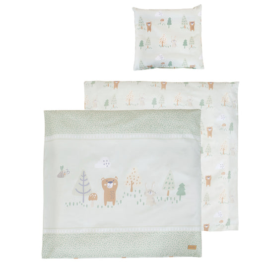Ropa de cuna 'Woodland Buddies' 80 x 80 cm - Fundas de algodón - Verde pastel