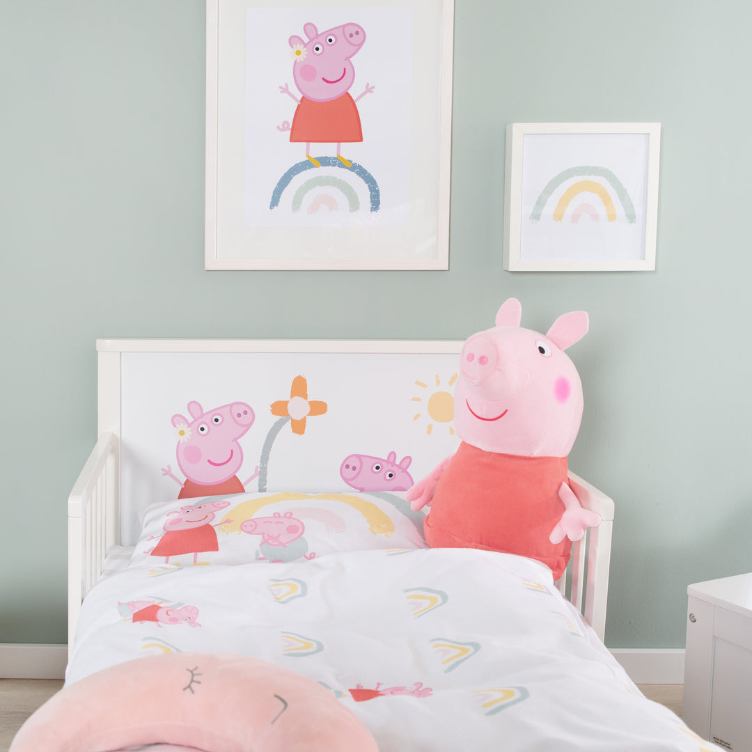 Ropa de cama para niños 100 x 135 cm 'Peppa Pig' - Algodón - Blanco / Rosa