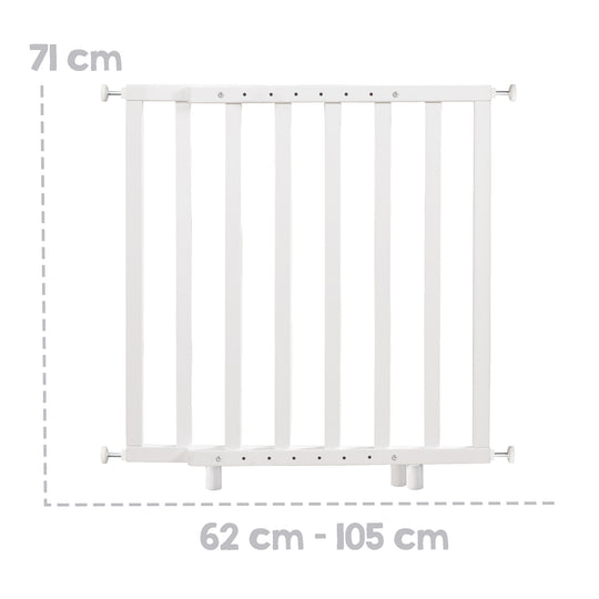 Barrière de protection pour porte à la pince, blanc, 62 - 106 cm, la grille d'escaliers