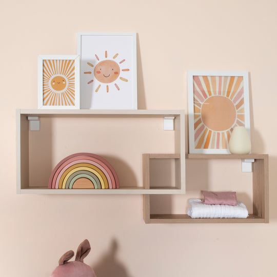 Wall Shelf with Open Compartments for Jil + Elis Series - Cashmere / Virgina Chestnut