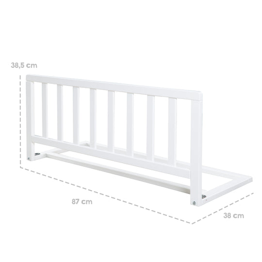 Barrière de lit 90 cm - Barrière de sécurité en bois - Laquée blanc