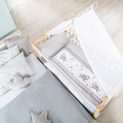 Lettino Co-sleeping 'Jumbo twins grigio' 60 x 120 cm + Accessori tessili - Legno naturale