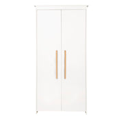 Armoire 'Lilo' 2 portes avec poignées en bois massif - Bois laqué blanc