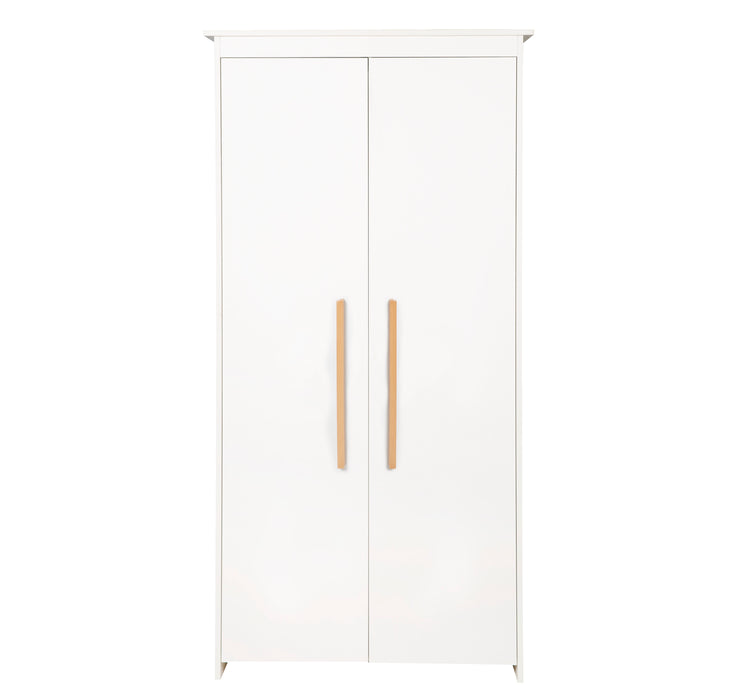 Armoire 'Lilo' 2 portes avec poignées en bois massif - Bois laqué blanc