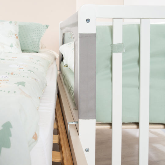 Room Bed 60 x 120 cm Woodland Buddies - Incl. Mattress, Bedding, Canopy & Caster Set - White