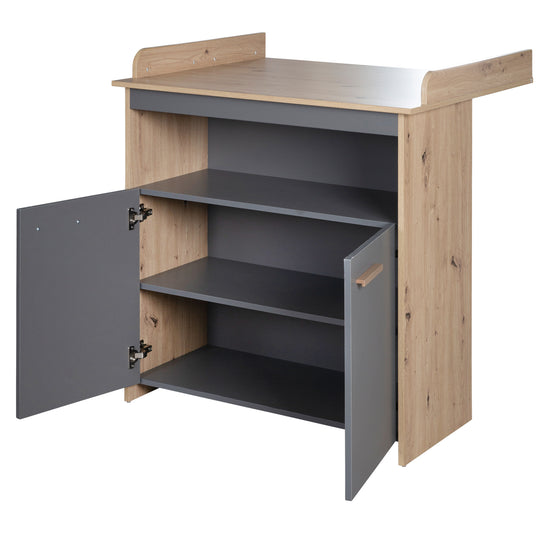 Cómoda para cambiar pañales 'Anna' con cambiador desmontable - Antracita / Decoración Kent Oak