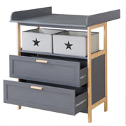 Changing Table Dresser 'Berlin' with 2 Drawers - Anthracite / Bamboo