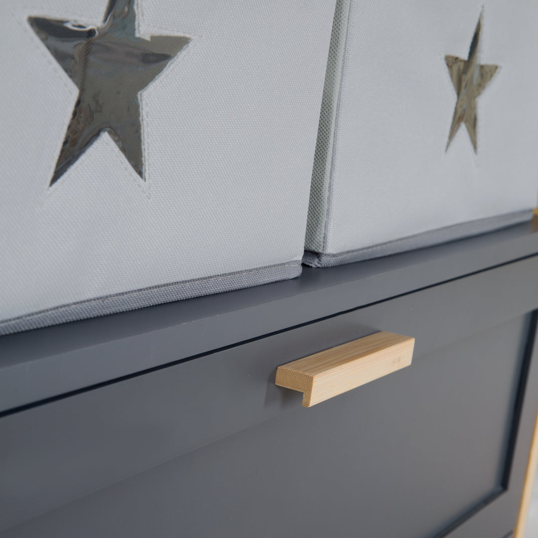 Commode à langer 'Berlin' - 2 tiroirs + 2 bôites - Anthracite / Bambou