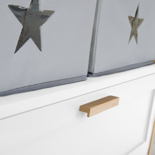 Commode à langer 'Berlin' - 2 tiroirs + 2 bôites - Blanc / Bambou