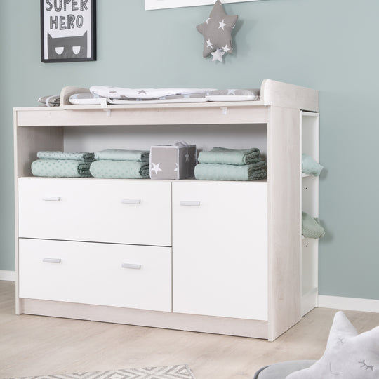 Changing Table 'Julia' Including Attachment, 2 Drawers, 1 Door, Changing Height 90.5 cm